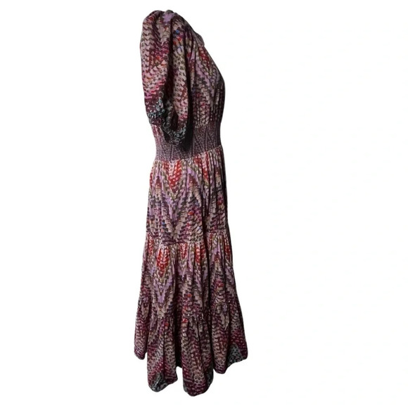 Anthropologie Pink and Purple Wrap Midi Dress - Picture 6 of 15